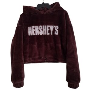 Forever 21 X Hershey's collaboration plush brown cropped hoodie